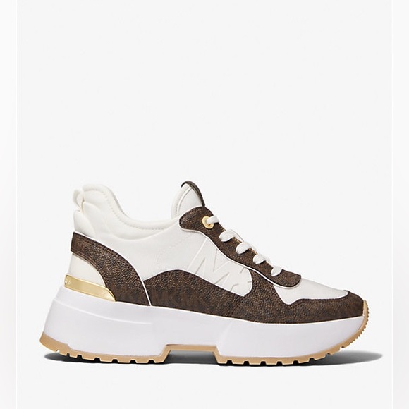 MICHAEL KORS SNEAKERS Muse Logo and Mesh Trainer Two Tone Trainer White size 6.5 - Picture 1 of 8
